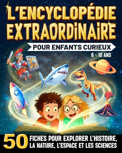 L'Encyclopédie Extraordinaire Pour Enfants Curieux: 50 fiches captivantes pour explorer le monde et tout savoir sur l’Histoire, les animaux, l’espace et les sciences (6 à 10 ans)
