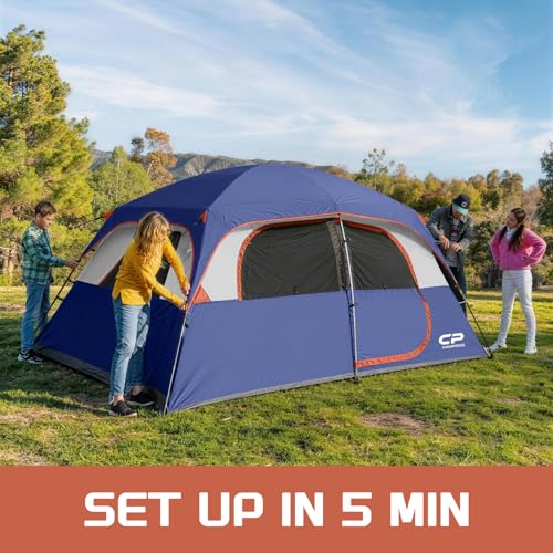 Image of CAMPROS CP Upgraded 6 /8 Person Camping Tents, Waterproof Windproof Family Tent with Larger Mesh Windows & Door, Double Layer, Easy Set Up, All-Season Dome Tent with Top Rainfly & Carry Bag