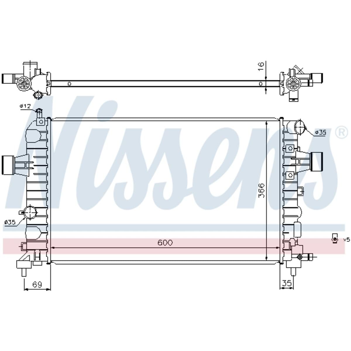 NISSENS Radiatore, Raffreddamento motore 630744 | Compatibile con: OPEL ASTRA H, ASTRA H Caravan, ASTRA H GTC, ASTRA H TwinTop, ZAFIRA / ZAFIRA FAMILY B