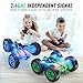 CoziBB Remote Control Car, RC Cars with Strip Lights and Headlight, 2 Hours Long Battery Life, 4WD Double-Sided 360° Flips Rotating Stunt RC Car Toys, Birthday Gift for Boys Girls (Green)