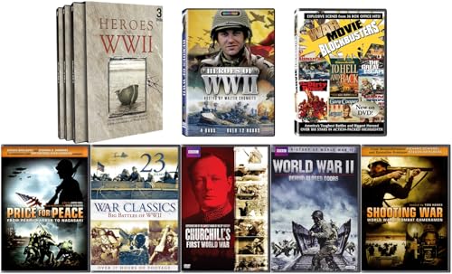 WWII DVD Bundle Lot –Heroes of WWII, Heroes of World War II 3-Pack, Stephen Ambrose WWII Collection, Churchill’s First World War, World War II Behind Doors, Big Battles of WWII, War Movie Blockbusters