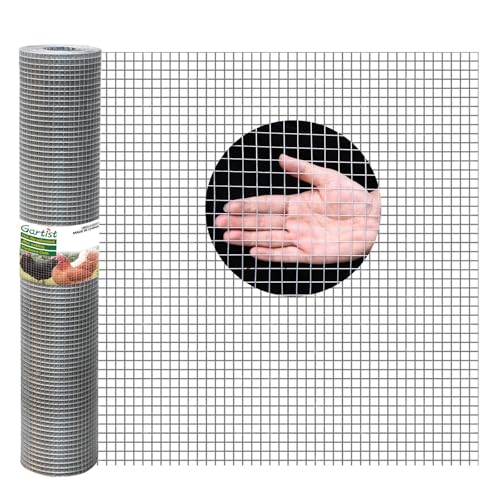 Gartist 1/2inch 16x50 Chicken Wire Fencing Roll Galvanized Hardware Cloth 19Ga Hot-Dip Welded Preventing Snakes Raccoons and Foxes