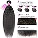 MeiYou 12A Kinky Straight Hair 3 Bundles Yaki Human Hair Weave Unprocessed Brazilian Virgin Remy Sew in Hair Extensions Natural Black (18 20 22)
