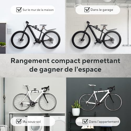 Support vélo garage pliable horizontal 25 kg | Libérez le sol de votre cave - 8