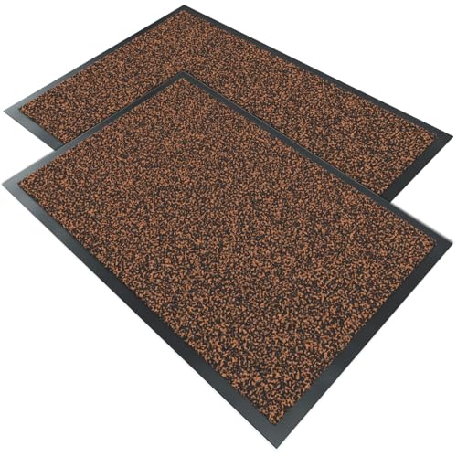 VOUNOT® Lot de 2 Tapis de Porte Paillasson d'Entrée Intérieur et Extérieur Tapis d’entrée Imperméable Lavable Tapis Antidérapant et Anti-Poussière...