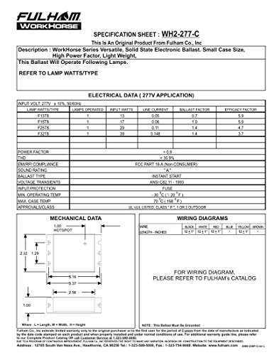 Fulham Lighting Wh2-277-C Workhorse 2 Versatile Fluorescent Lamp Ballast, 277V #TOP5