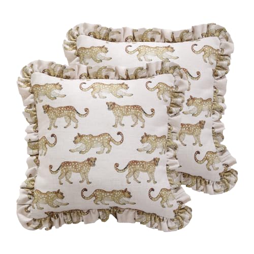 patdrea Designer Vintage Leopard Print Pillow Cover,18"x18",Set of 2