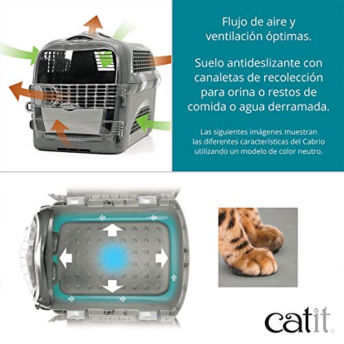 Catit Cabrio Carrier, Transportbox fuer Katzen, 51 x 33 x 35cm, tuerkis/grau