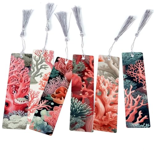Marque-page corail pour lire au calme : lot de 6 accessoires évasion