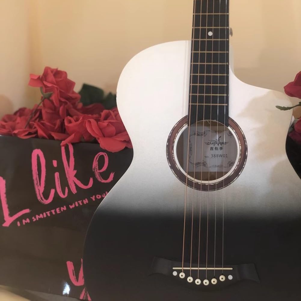 Starter kit per chitarra acustica con custodia, corde, tracolla, accordatore, accordatore, plettro, plettri, confezione regalo per principianti