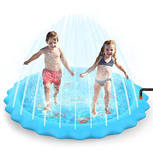SOKA Large Round Sprinkle and Splash Water Play Mat Sprinkle Splash Pad Summer Spray Inflatable...