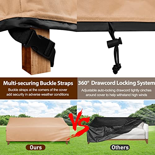 Qh.home Outdoor Patio Couch Cover Waterproof 900D Heavy Duty Strong Tear Resistance, 3-4 Seater Outdoor Bench Sofa Cover Uv Resistant Fade, Lawn Patio Furniture Covers With Air Vent 90"W X 34"D X 32"H #TOP5