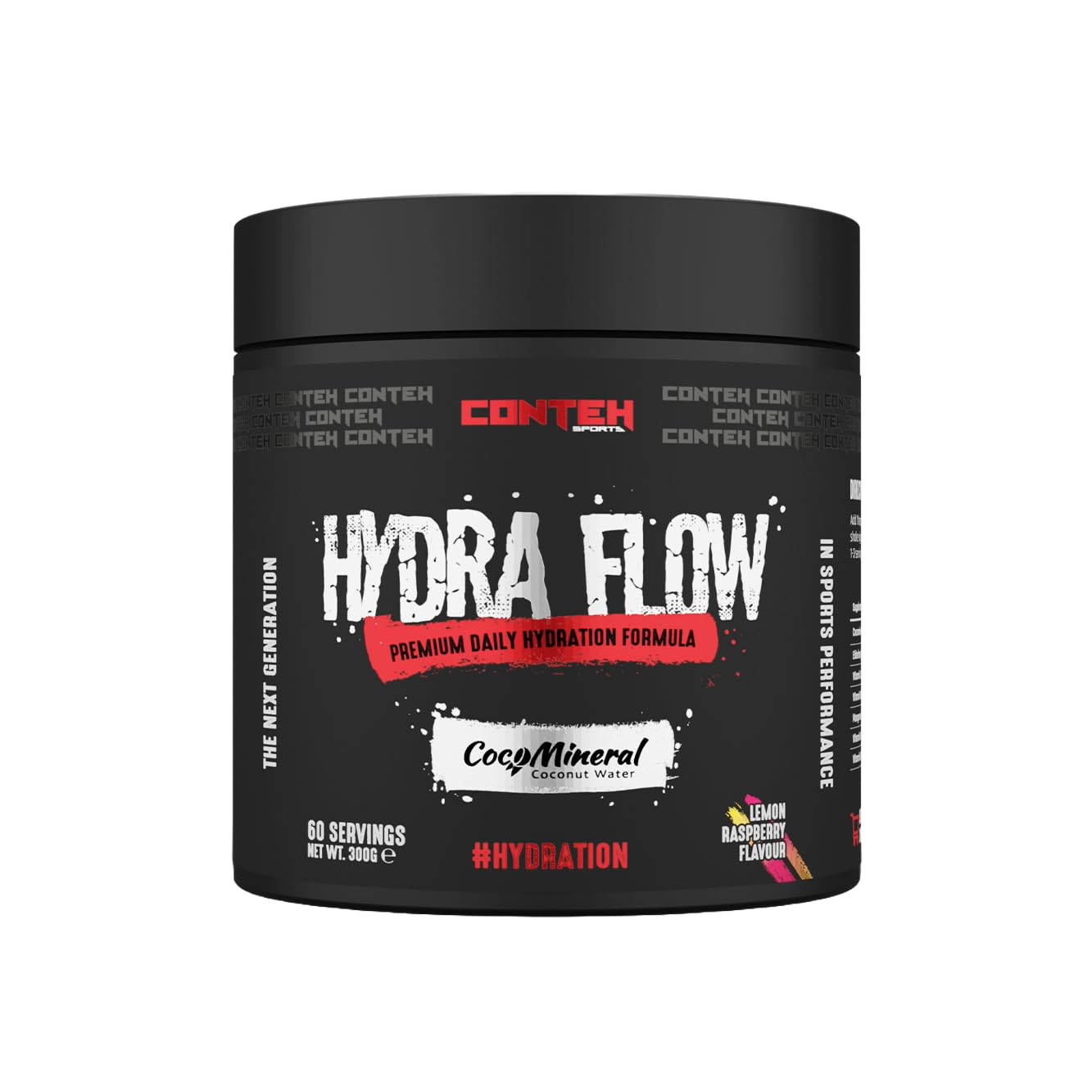 Conteh Sports Hydra Flow Premium Daily Hydration Formula 300g, 60 Servings (Lemon Raspberry)