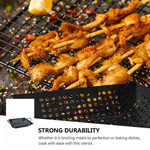 Hemoton – Cesta de churrasco com alça perfurada para grelha, bandeja portátil para churrasco, utensí