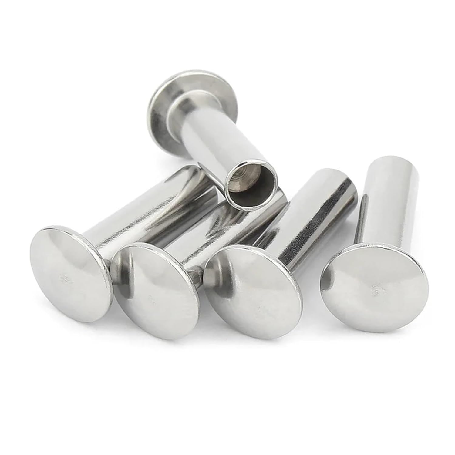 50pcs M1.5 M1.7 M2 M2.5 GB873 304 Stainless Steel Round Flat Truss Oval Head Half Semi Hollow Shank Rivet Screw(M1.7x4mm)