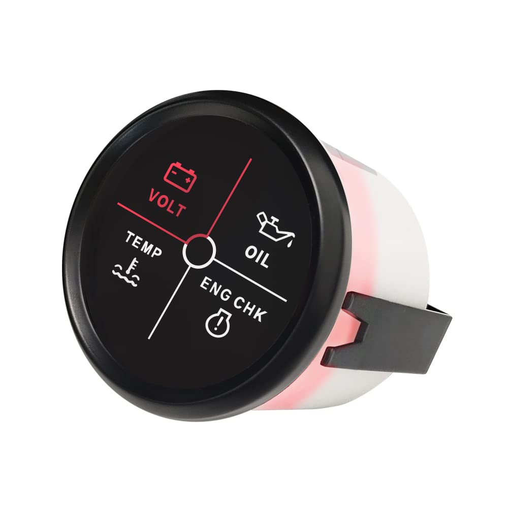 Misuratore di allarme motore universale 4LED 2"(52mm) 12V 24V con retroilluminazione per trattori moto
