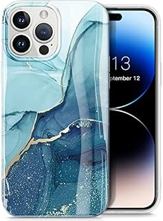 GVIEWIN Etui kompatybilne z iPhone 14 Pro 6,1 cala 2022 roku, [10 stóp klasy wojskowej odporne na wstrząsy] marmurowe odporne na zarysowania smukłe cienkie miękkie TPU stylowe etui ochronne na zderzak, granatowe