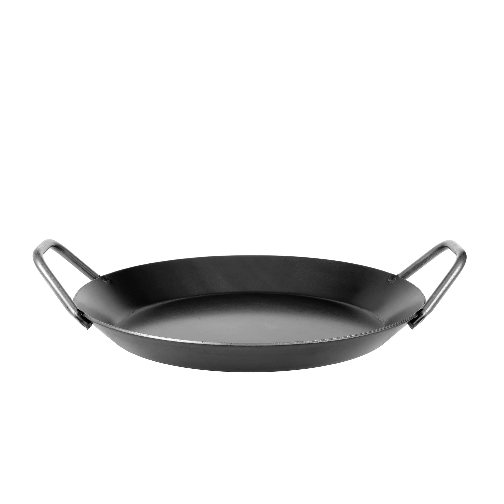 GRÄWE Padella in ferro battuto F 400, Ø 28 cm, padella in ferro con manici, con paletta, resistente al calore a 400 °C, padella in ferro, padella antigraffio non rivestita, adatta a induzione