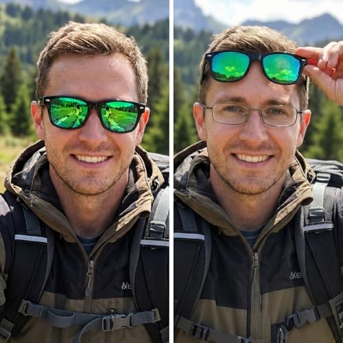 Image of TJUTR Polarized Fit-Over Sunglasses for Men & Women, Wraparound UV400 Protection Over Prescription Glasses for Driving TS2611