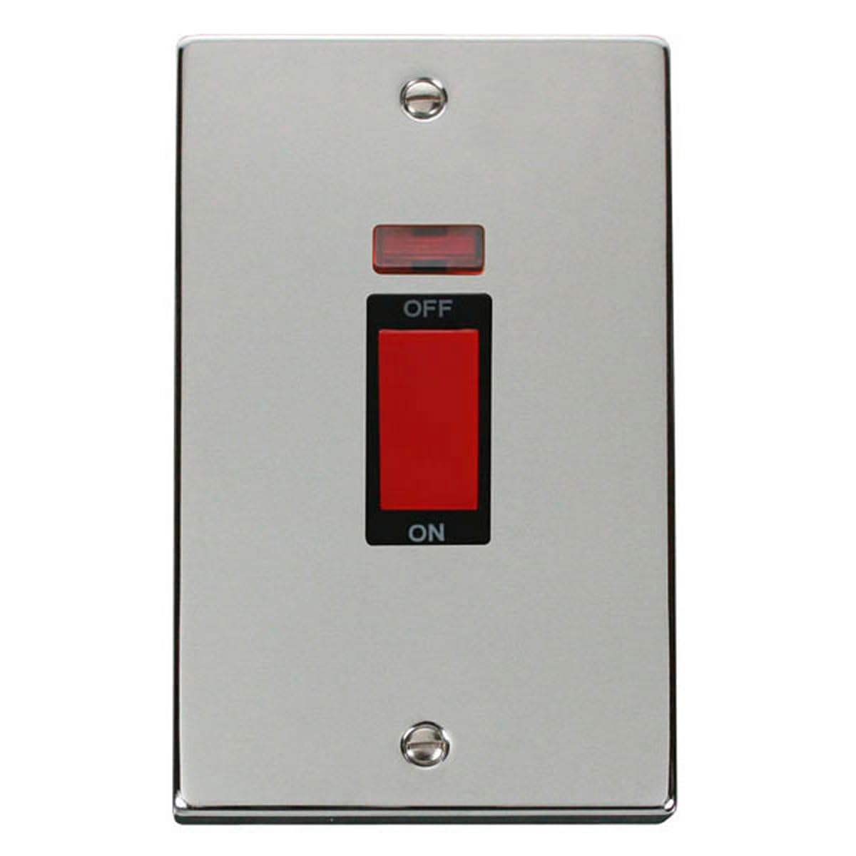 Polished Chrome 2 Gang Size 45A Switch with Neon - Black Insert