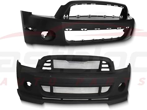 Fit 2010-2014 Ford Mustang to 13-14 GT500 Style Front Rear Bumper Kit & Side Skirt Replacement Conversion Sedan Coupe