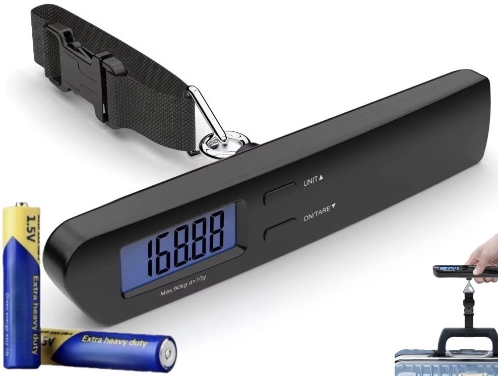 Luggage Scale with Baggage Tags Included Digital HD LCD Display 110 lb/50 kg Capacity Weight Luggage Scale for Heavy Baggage Digital Baggage Weight Scales for Small to Large Size Bag Battery Included