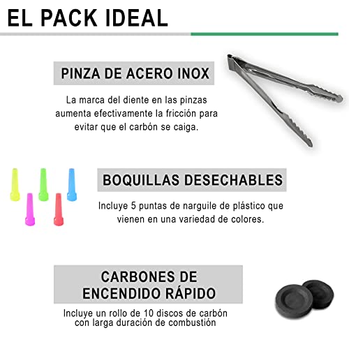 Shisha Shisha Vollglas mit Metallgehäuse -billige Shisha inklusive Perforatorzange 10 Kohlen und Düsen - Komplette… – Bild 6