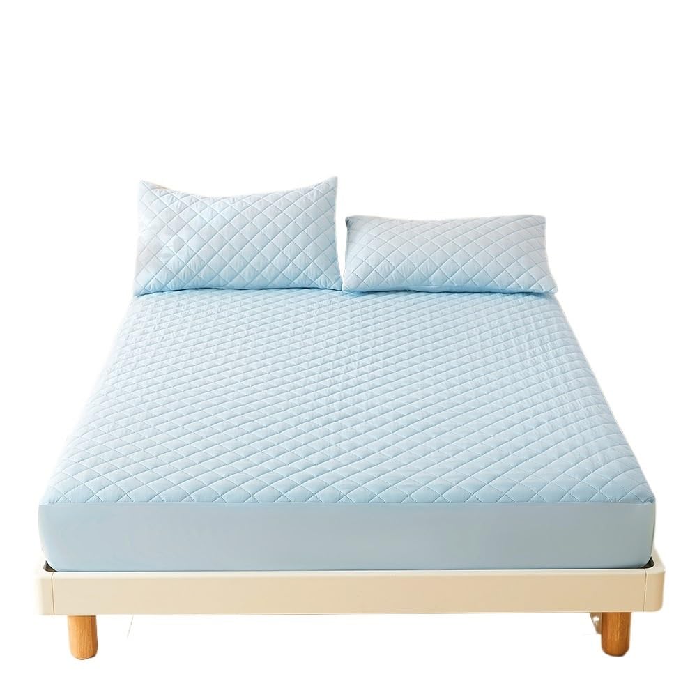 Funda de Colchón Impermeable Funda De Colchón Gruesa Tela 3D Air, Impermeable, Suave Y Transpirable (sin Almohada)(Light Blue,120x200x30cm)