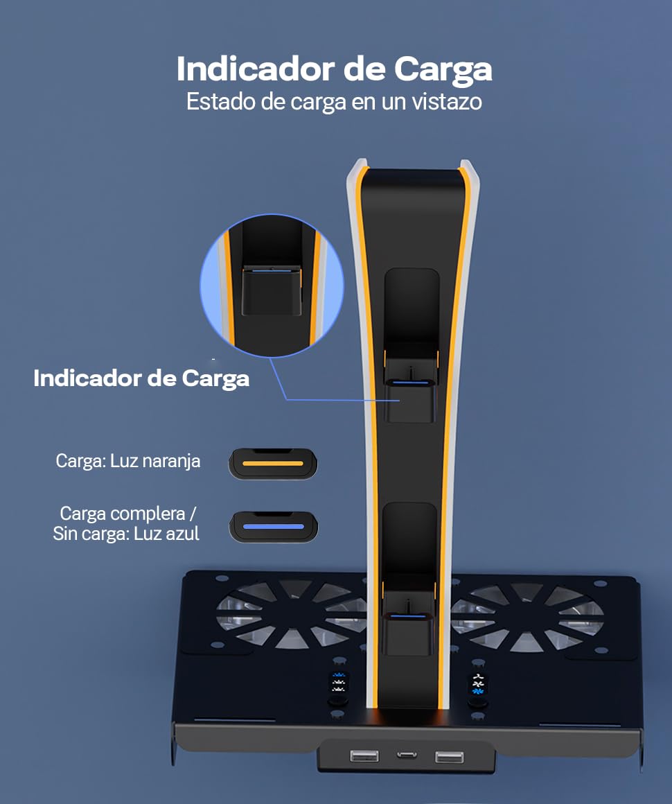 Soporte de pared Playstation 5 PS5 Slim y VR2 con RGB ,Ventilador Refrigerador, Soporte y Carga de 2 Mandos PS5, Soporte Auriculares, Accesorios PS5 Digital y de Disco (Soporte de Pared RGB)