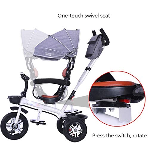 Yyqx Kinderwagen Kinder Dreirad verstellbar Cabrio Dreirad mit Markise Mummy Bag Kinderwagen Warenkorb geeignet for 1~6… – Bild 6