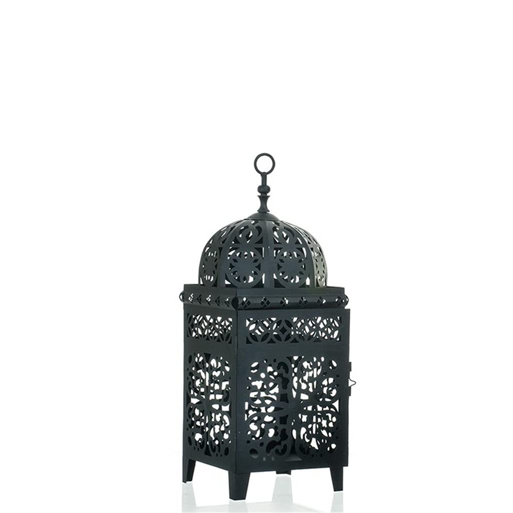 HTTGDGDH Metal Craft Candlestick Hanging Lantern Wedding Decoration Retro Chandelier Tea Lamp Home,Svart