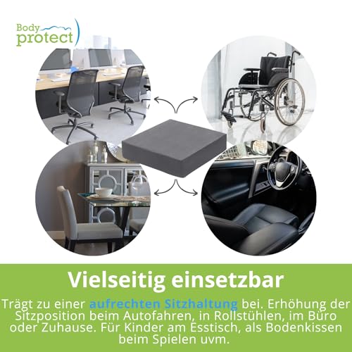 Bodyprotect Sitzerhöhung Sitzkissen Stuhlkissen Aufstehhilfe Bodenkissen 40 x 40 x 10 cm, Ökotex 100, Waschbar, grau, Made in EU