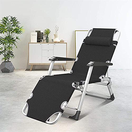 Chaise longue noire avec structure résistante à la rouille et réglable - 3