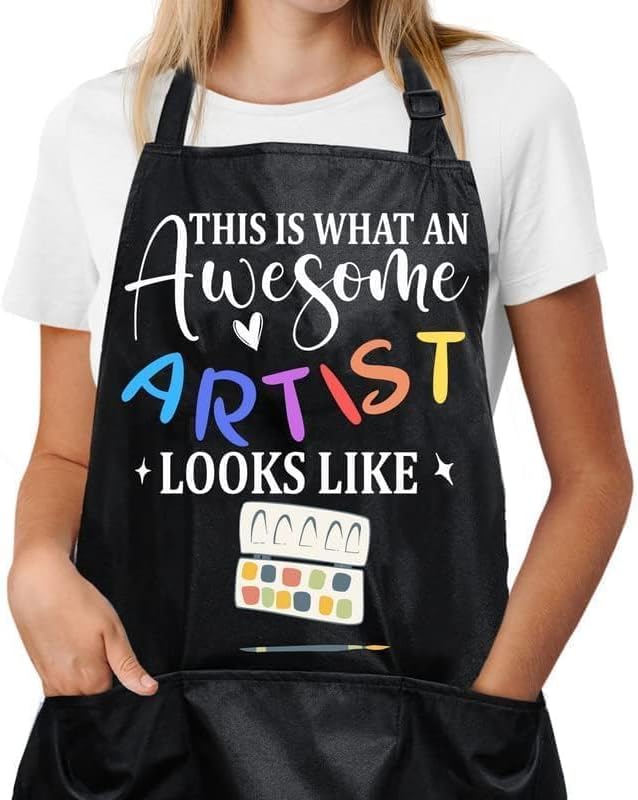 Miniatura 2 de InnoBeta Delantal de artista regalos para pintores con bolsillos, delantales de pintura, regalos para amantes de la pintura