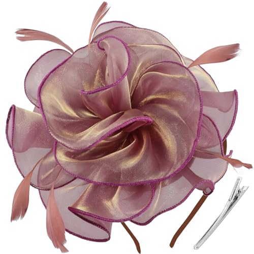 Image of DRESHOW Fascinators Hat Tea Party Headwear Ribbons Feathers on a Headband and a Clip for Women