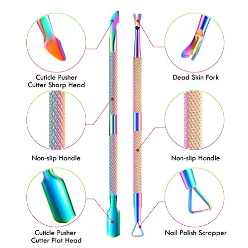 Xunxmas 011-MJJ-3C Cuticle Trimmer Cuticle Remover With Cuticle Pusher, Xunxmas Professional Stainless Steel Durable Pedicure Manicure Tools Cutter Nipper Scissor Clipper thumb #2