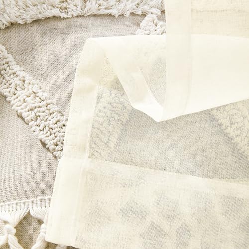 Image of MYSTIC-HOME Sheer Curtains 63 Inch Length, Rod Pocket Voile Drapes for Living Room, Bedroom, Window Treatments Semi Crinkle Curtain Panels for Yard, Patio, Parlor, Set of 2, 52 inchx 63 inch, Beige