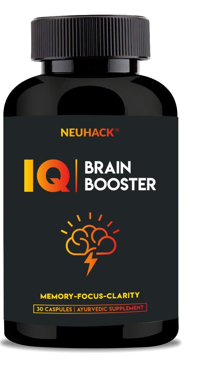 IQ Brain Booster Memory Support Supplement with Brahmi Bacopa Monnieri, Ashwagandha, Shatavari & Jatamansi Ayurvedic - 30 Capsules