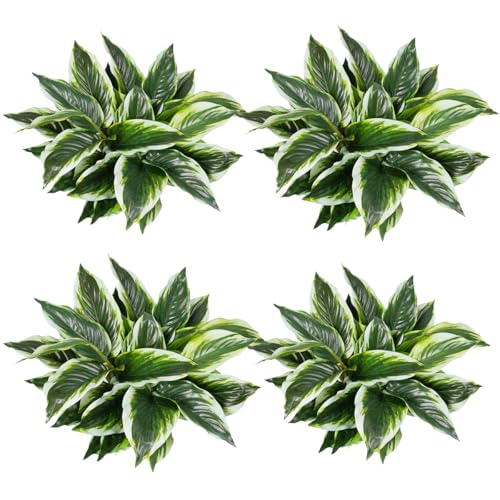 OTATOT 12PCS Artificial Hosta Plants Outdoor Fake Hostas for Planters