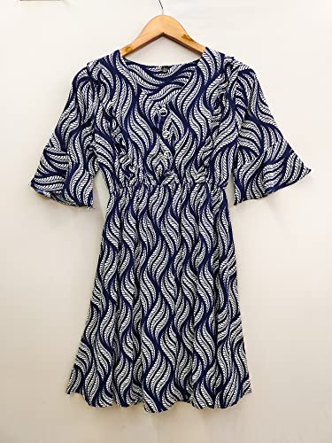 Image of Leriya Fashion Dresses for Women || Crepe Abstract Printed Dresses for Girls || Ruffled Sleeve Knee-Length mini Dress || Perfect for Outing || Travel || Casual Wear Flared one piece Dress for Women