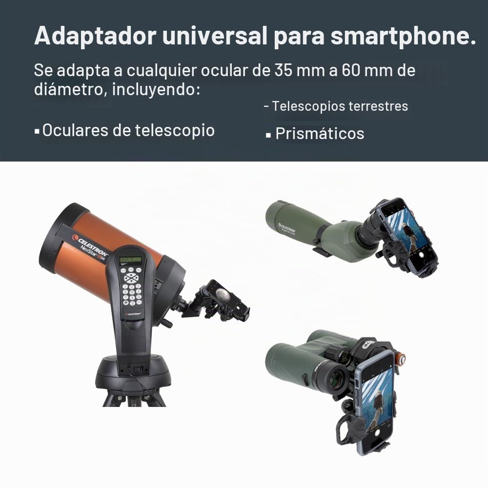 Celestron 81055 NexYZ 3-Axis Universal Smartphone Adapter, Patented Design - Works with Telescopes, Spotting Scopes, Binoculars, Monoculars and Microscopes, Black