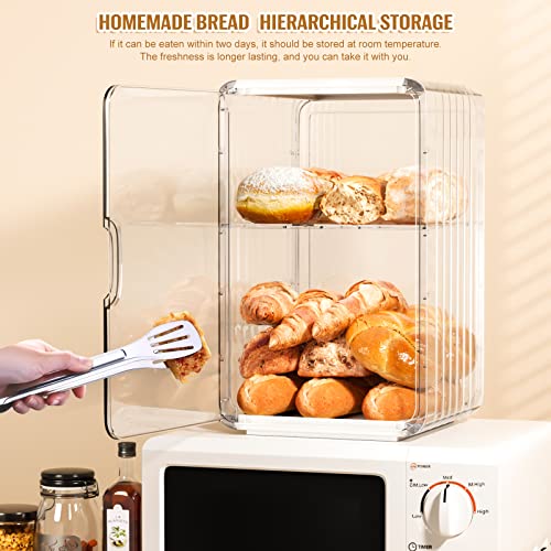 Ceinun Bread Box Food Grade Plastic Bread Box With Detachable Adjustable Divider Bread Storage And Organizer For Kitchen Clear White #TOP3