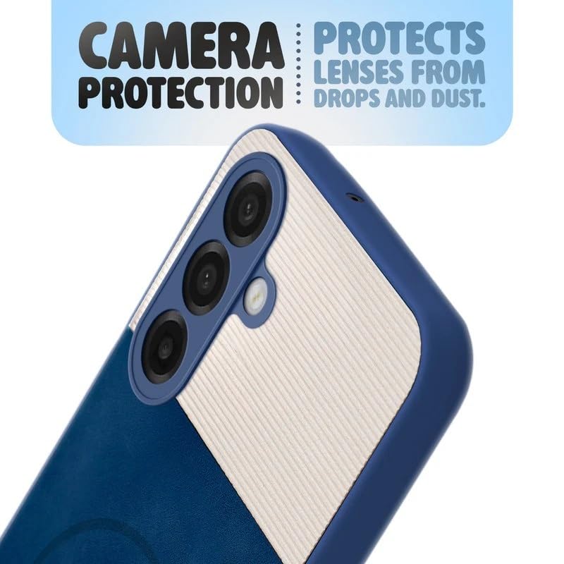 Image of Bintage CASE Mac Safe Design Hard Light Weight Back Case | Soft Border Camera Protect | Dual PU Leather Finish Back Cover Compatible for Samsung Galaxy A36 5G - White & Blue