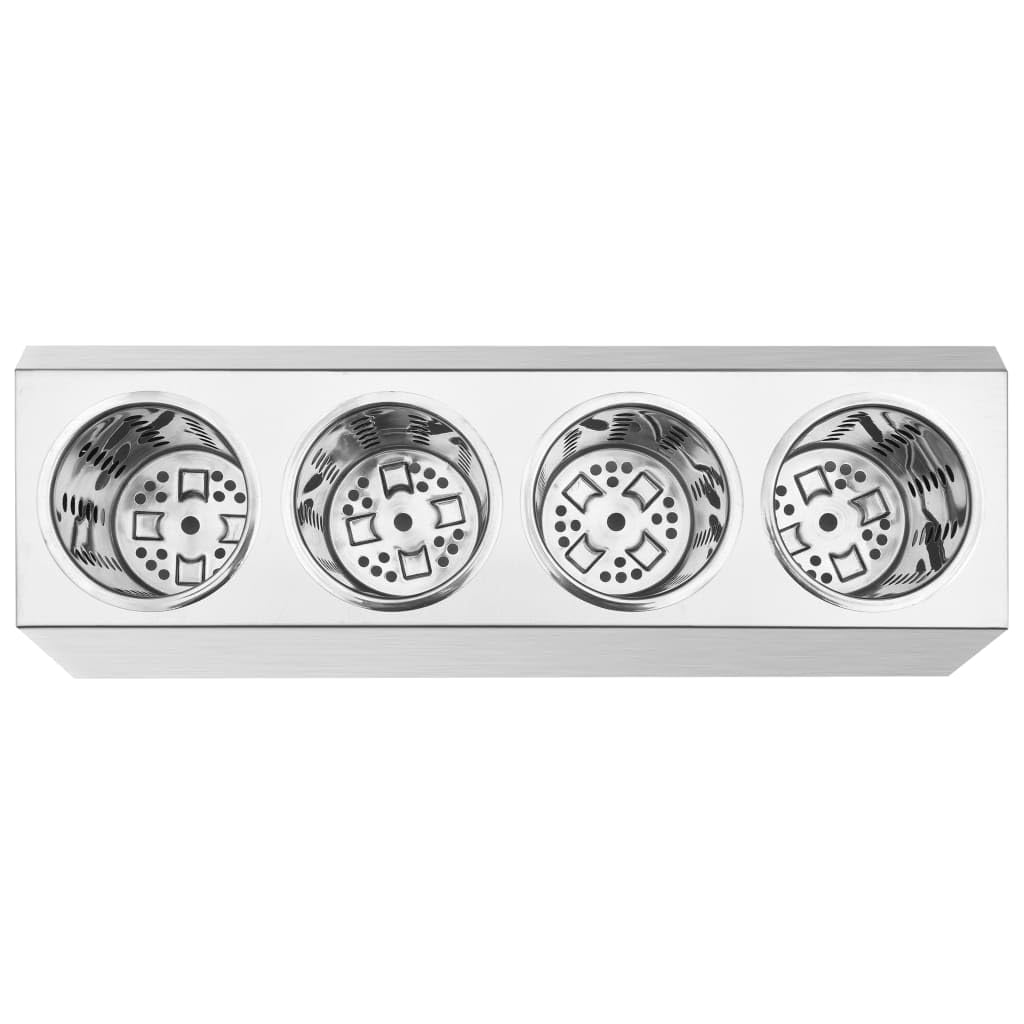 Solivagant Besteckbehälter 4 Fächer Rechteckig Edelstahl, Küche Esszimmer,Küchenhelfer -utensilien,Küchenorganizer,Besteckkästen, 2.75 kg-51227