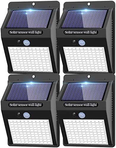 4 Pack Solar Motion Lights Outdoor, 3 Modes/100LED Solar Security Wall Lights Outdoor Wireless IP65 Waterproof for Front Door, Backyard, Garage, Deck