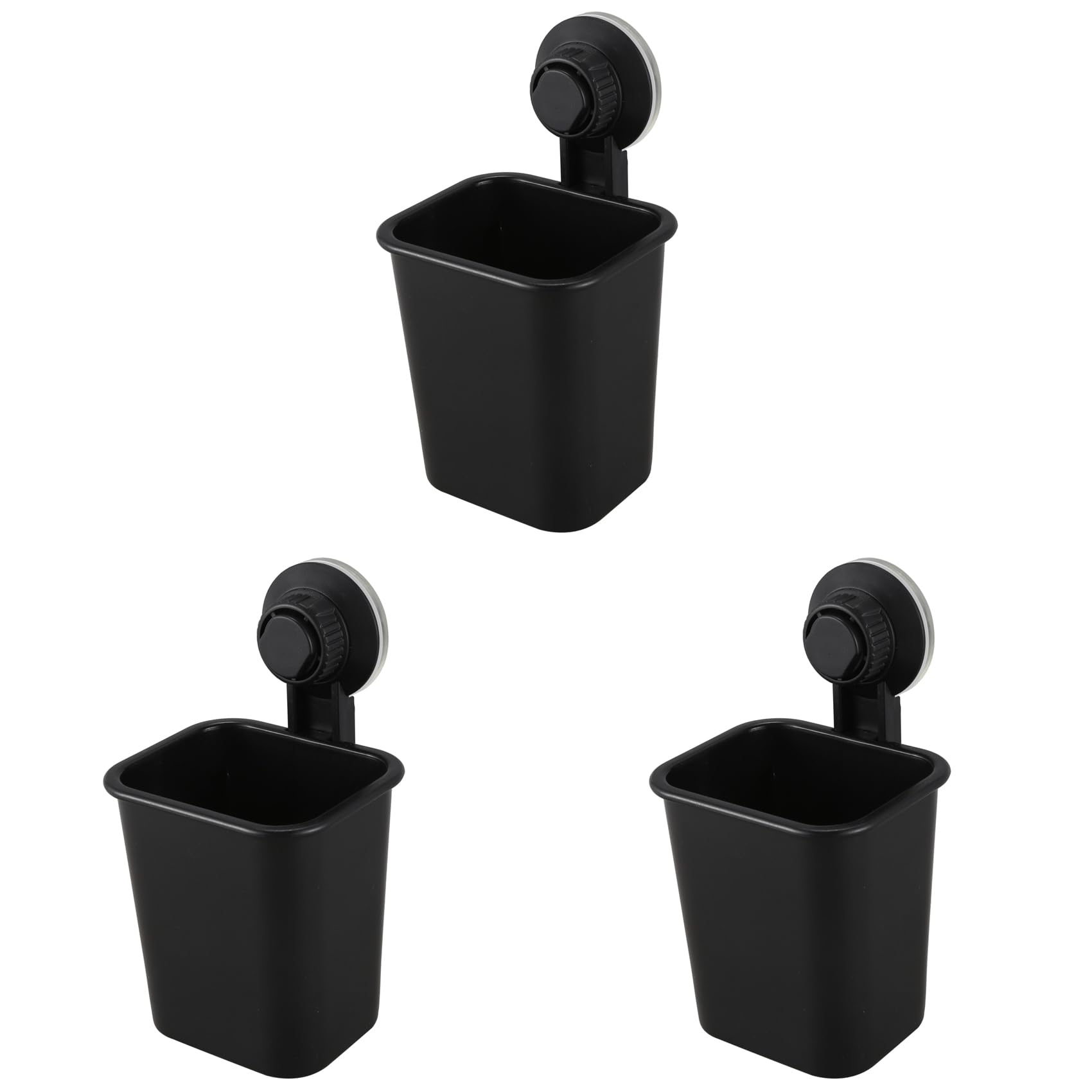 Hndhbfgrt 3 PC Suction Cup Toothbrush Cup Holder Rack Plastic Holder Toothpaste Storage Box for Kitchen Bathroom Toilet Black