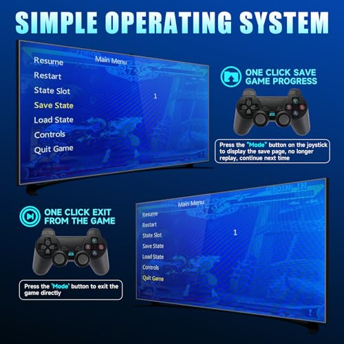 Sutesloly Retro Gaming Consoles 90s Old Classic Nostalgia Game Stick Emulator with 20000+ consola de videojuegos Plug & Play Video Gaming Stick for tv, 2 Controllers - Image 7