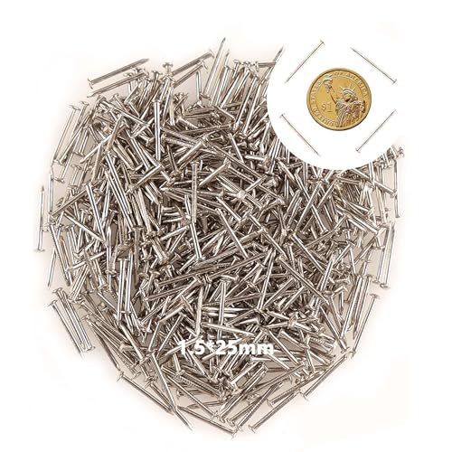 Image of newlng 500pcs Small Nail Round Head Tiny Nails String Art Nails Hand-Made Hardware Accessories Fasteners Mini Nail 1.5mm X 25mm /0.06 inchX1 inch(DXL) Silver