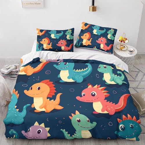 Housse de couette dragon 3D 200x200 avec fermeture éclair cachée pour lit enfant