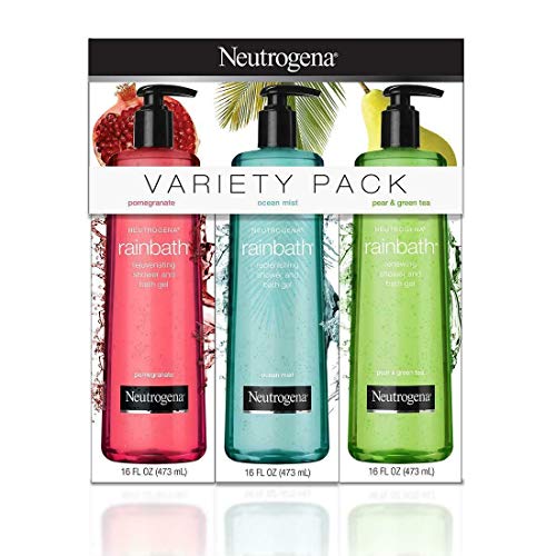 Neutrogena Rainbath Multi-Pack of 3, 1 Pear & Green Tea, 1 Pomegranate and 1 Ocean Mist, 16 fl oz bottles
